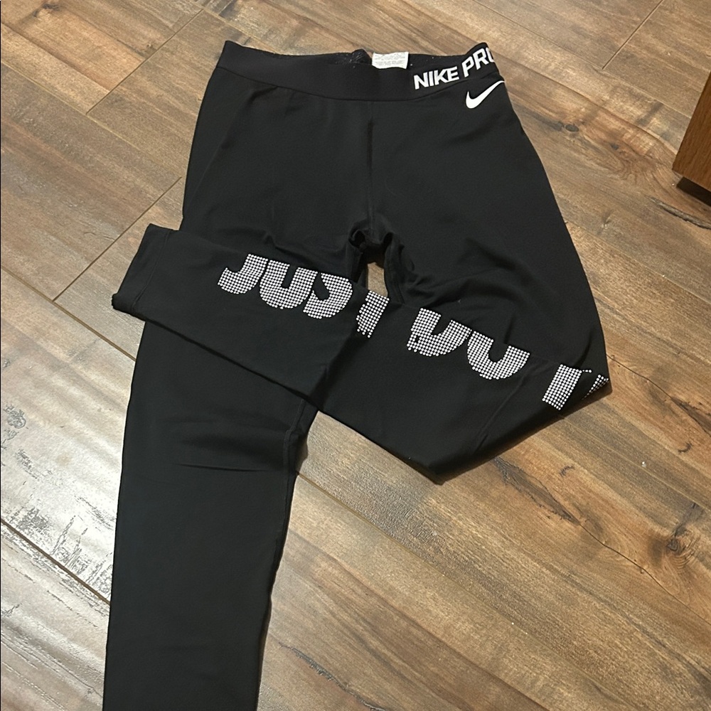 Nike Kids Black Leggings with White Accents